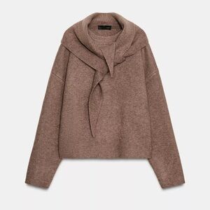Zara Cozy Cowl Neck Sweater in Warm Brown